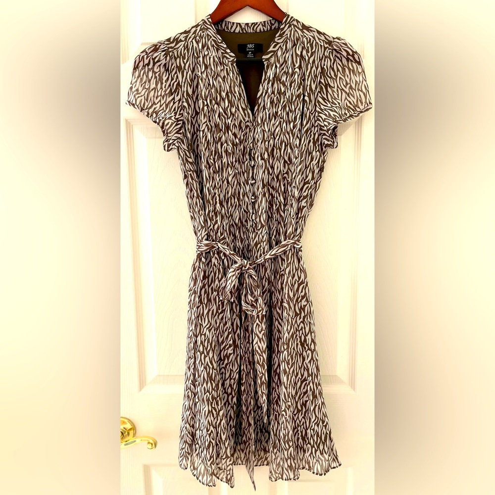 JBS size 8P brown and cream lined dress
